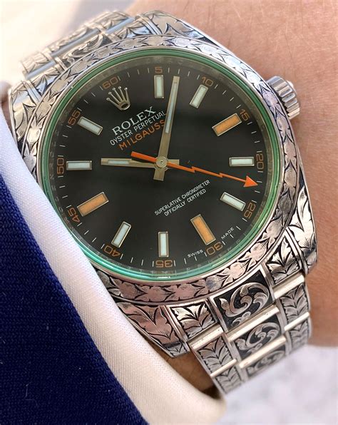 engraved rolex milgauss price|Rolex Milgauss price chart.